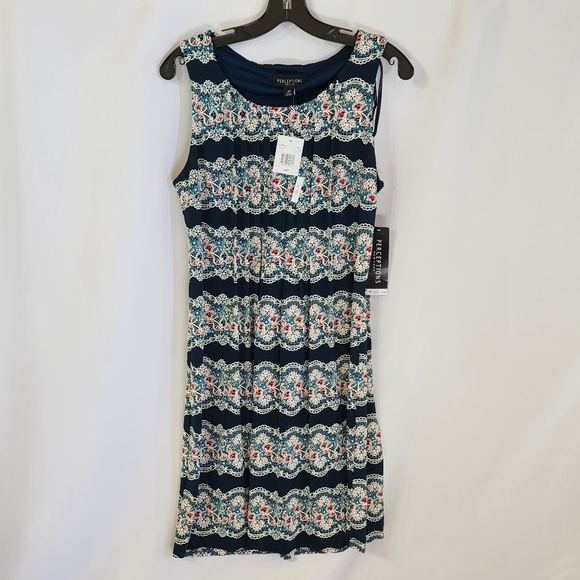 NWT Perceptions tank dress blue floral 10p sheath - Picture 2 of 14